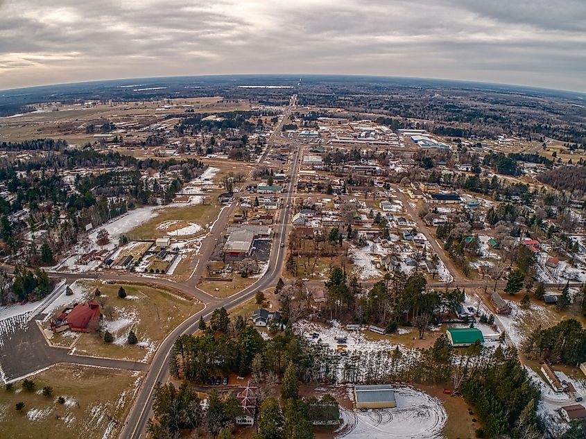 Aerial view of Hayward in Wisconsin.