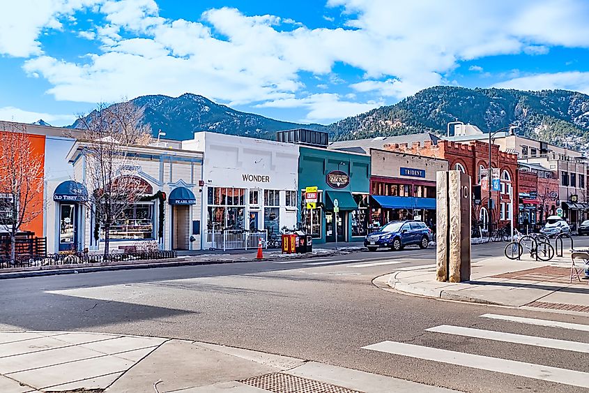 View of the Pearl Street Mall in Boulder, Colorado