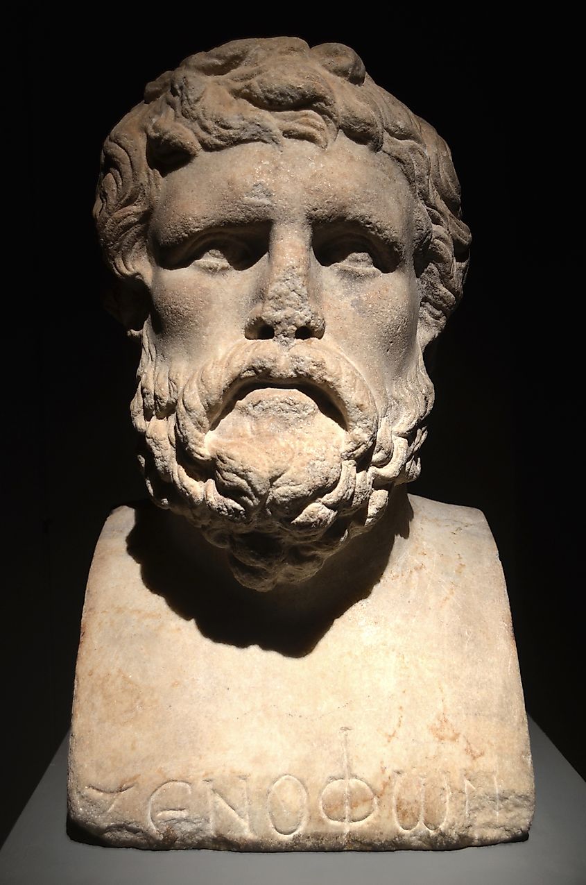 Marble bust of Xenophon of Athens (l. 430 to c. 354 BCE), dated to 120 CE