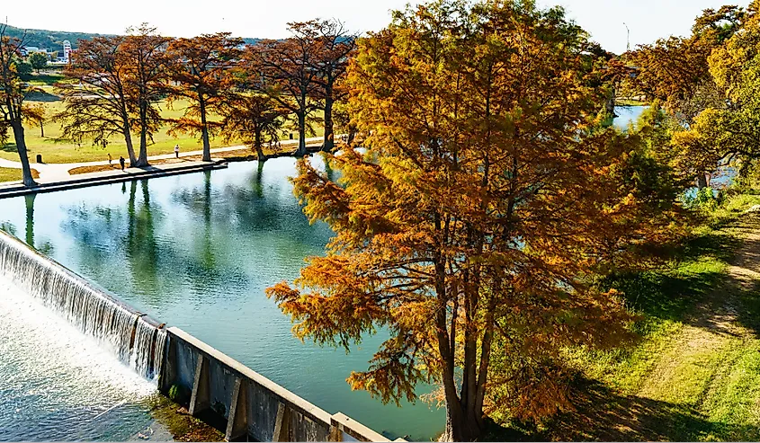 Guadalupe River Trail in Kerrville, Texas during Fall.