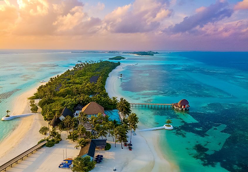 An aerial view of the Maldives. Image credit SennaRelax via Shutterstock.