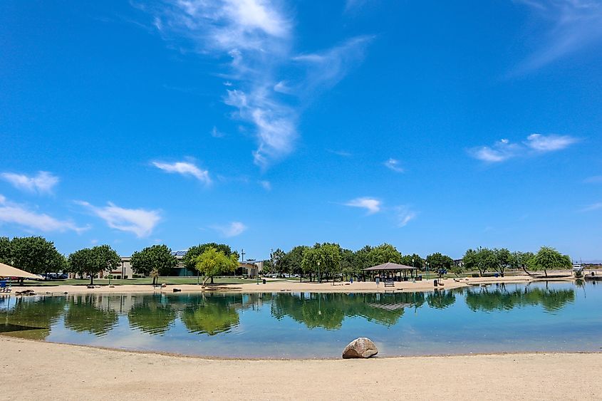 The pond at Community Park in Surprise, Arizona.
