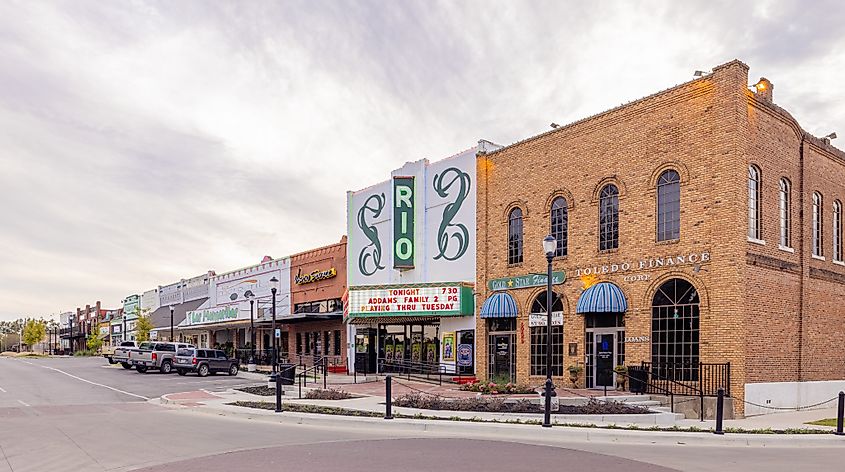 The old business district in the town of Nacogdoches, Texas