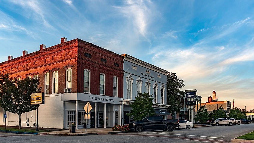 Rustic buildings in Eufaula, Alabama.