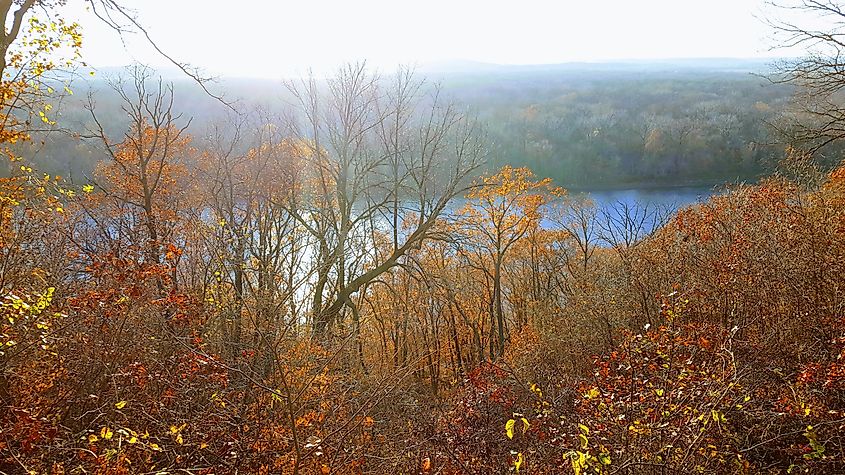 View of the Missouri River in autumn from Weston Bend State Park.