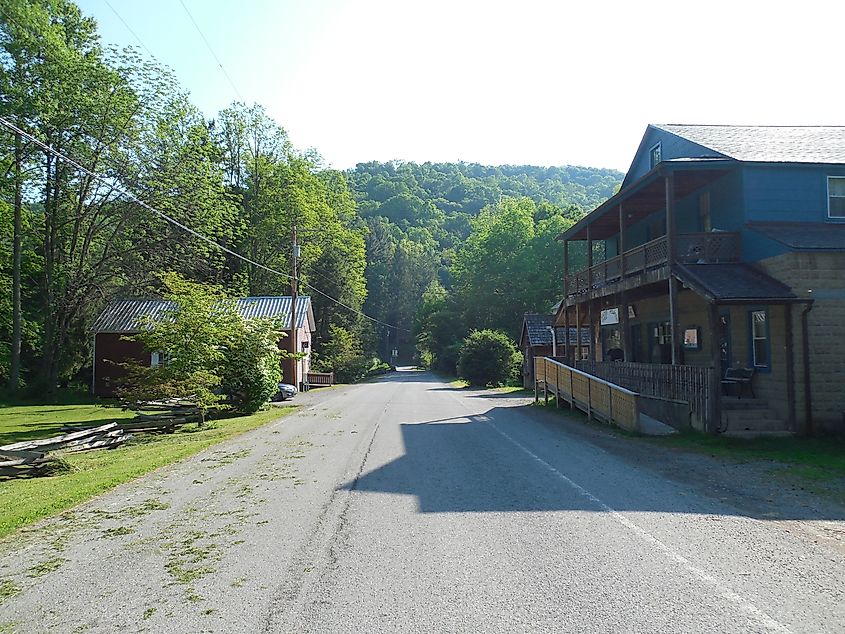 Main Street in Helvetia, West Virginia.