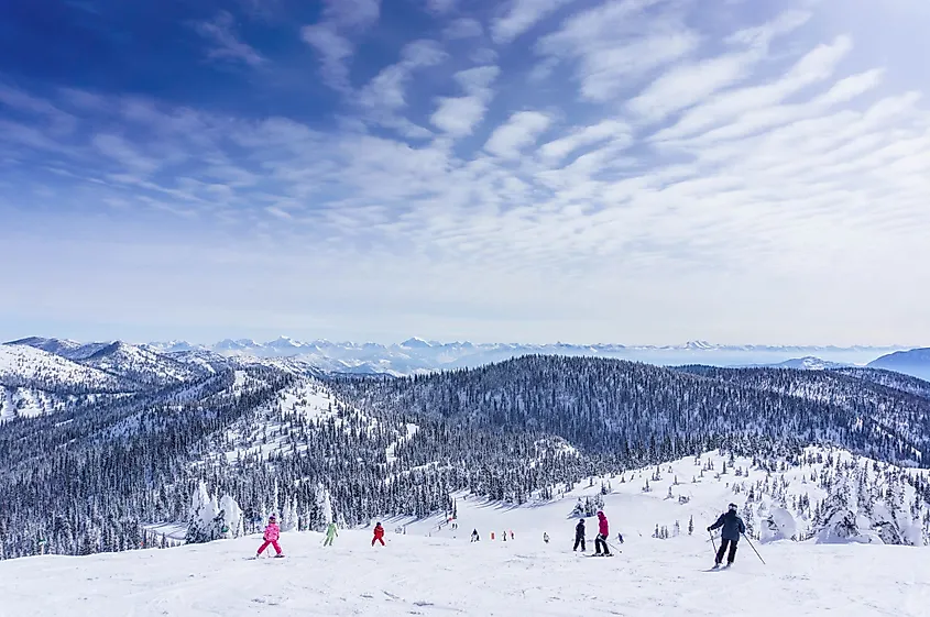 Skiing the slopes in Whitefish, Montana.
