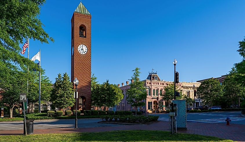 The historic clock tower landmark in Spartanburg.