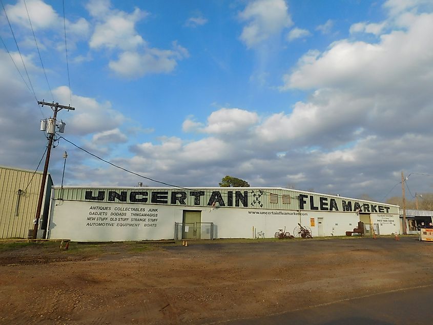 Uncertain, Texas. In Wikipedia. https://en.wikipedia.org/wiki/Uncertain,_Texas By Adam Moss - https://www.flickr.com/photos/roadgeek/32924223185/, CC BY-SA 2.0, https://commons.wikimedia.org/w/index.php?curid=86426995