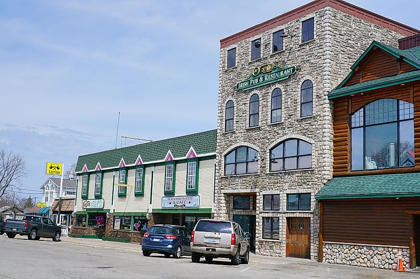 Businesses in Mackinaw City, Michigan.