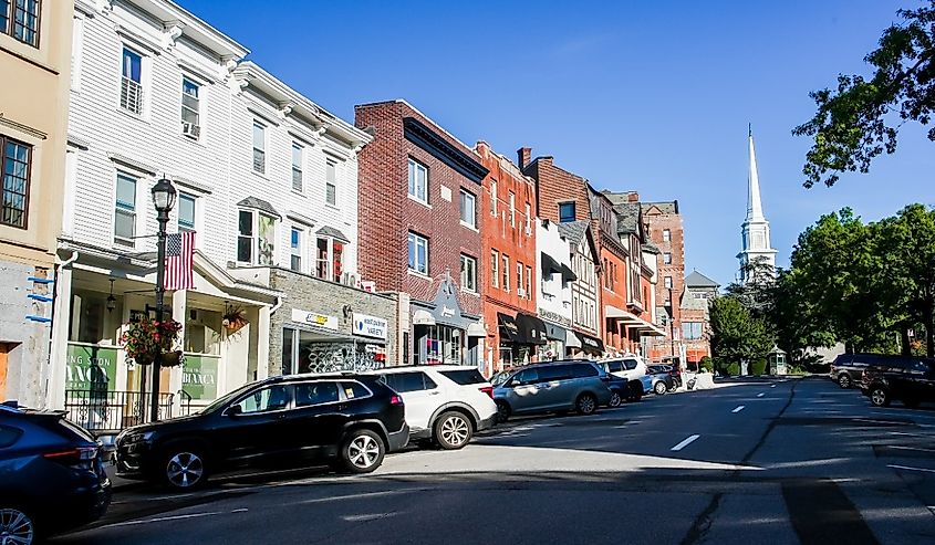  Street view from Greenwich Avenue, Greenwich, Connecticut.