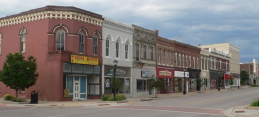 Main Street in Nebraska City, Nebraska.