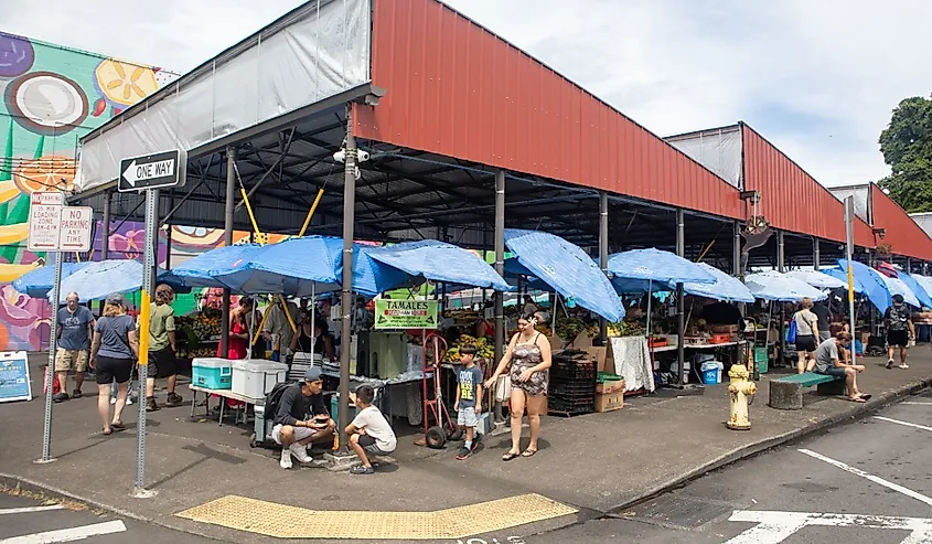 The Hilo Farmer's Market in Hilo, Hawaii.