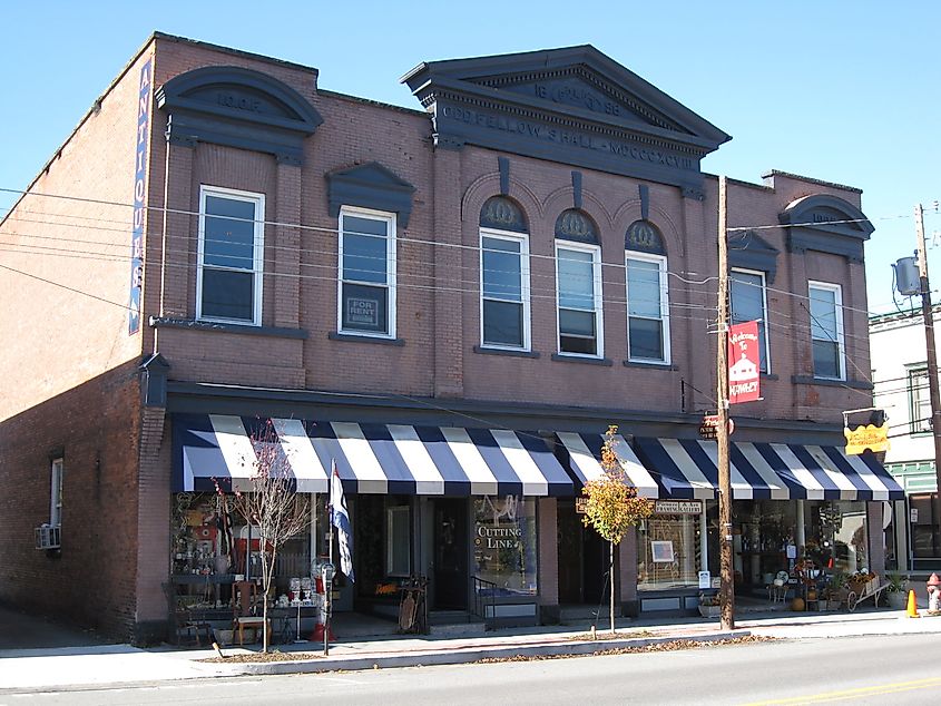 Street view in Hawley, Pennsylvania.