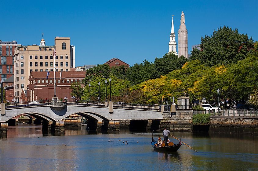 A quaint bridge along Providence River in Providence, Rhode Island.