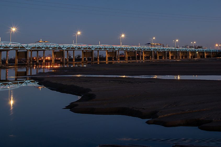 The Harmony Bridge in Bixby, Oklahoma at night