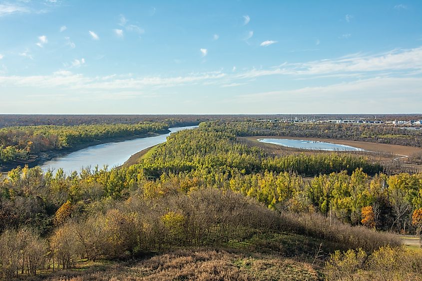 View of the Mississippi and Yazoo Rivers from a hill in Vicksburg, Mississippi