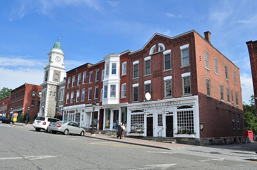 Commercial blocks on West Street in Litchfield, Connecticut.