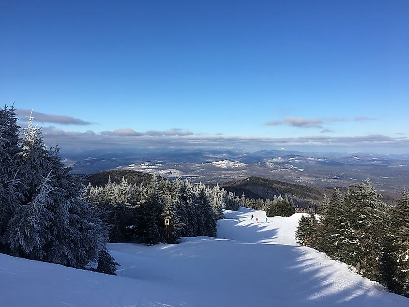 Looking down a ski slope on Gore Mountain, North Creek, New York.
