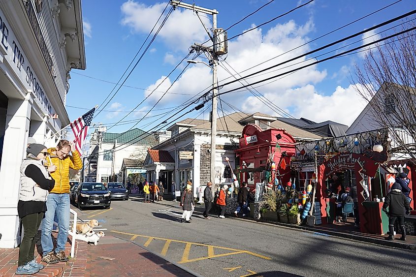 A view down the main street in Provincetown, Massachusetts