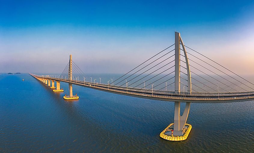 The impressive Hong Kong-Zhuhai-Macau Bridge in China.