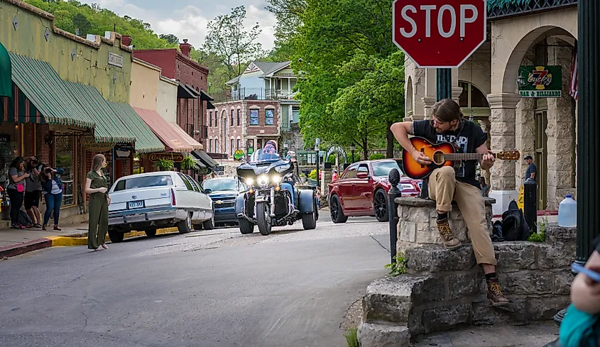 A charming street scene at Eureka Springs, Arkansas.
