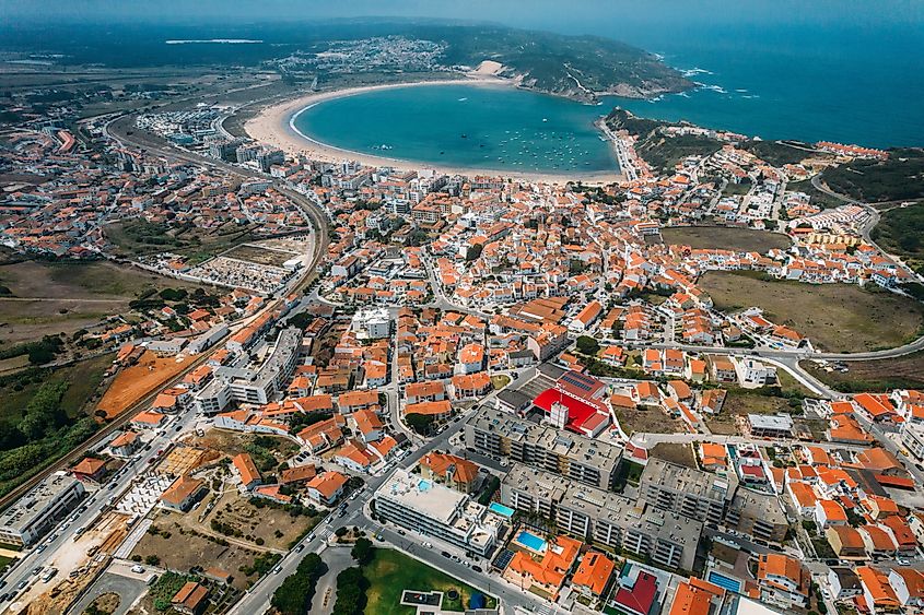 Aerial view of the SIlver Coast town of São Martinho do Porto.