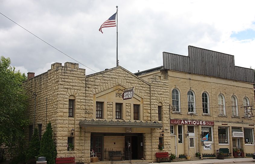 The Opera House in Mantorville, Minnesota, a historic theater known for its 19th-century architecture