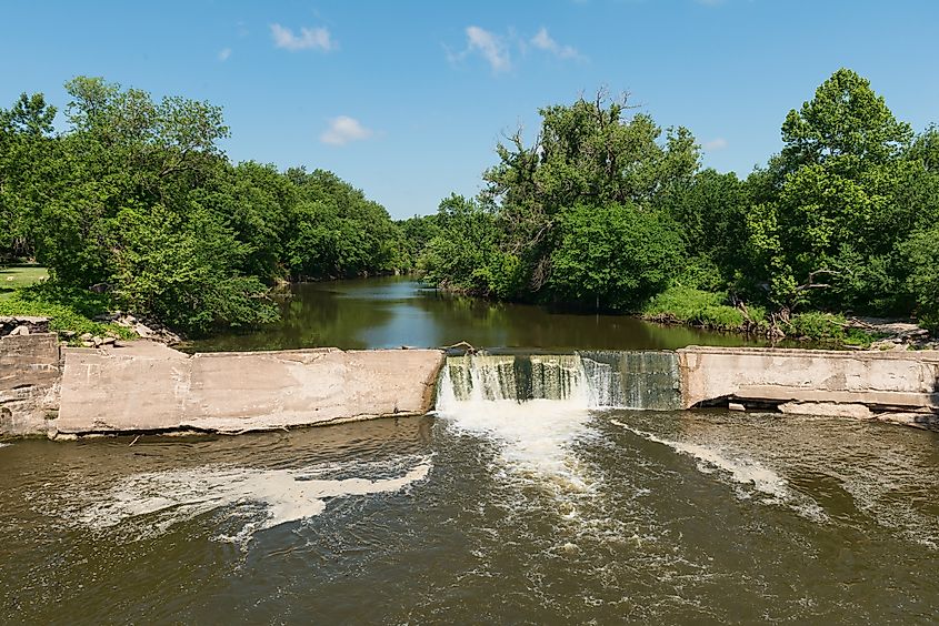 The banks of the Cottonwood River, Cottonwood Falls, Kansas.