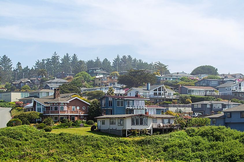 Waterfront homes in Trinidad, California.