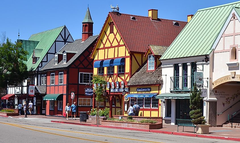 A view of the Danish Village of Solvang located in northern Santa Barbara County, California. 