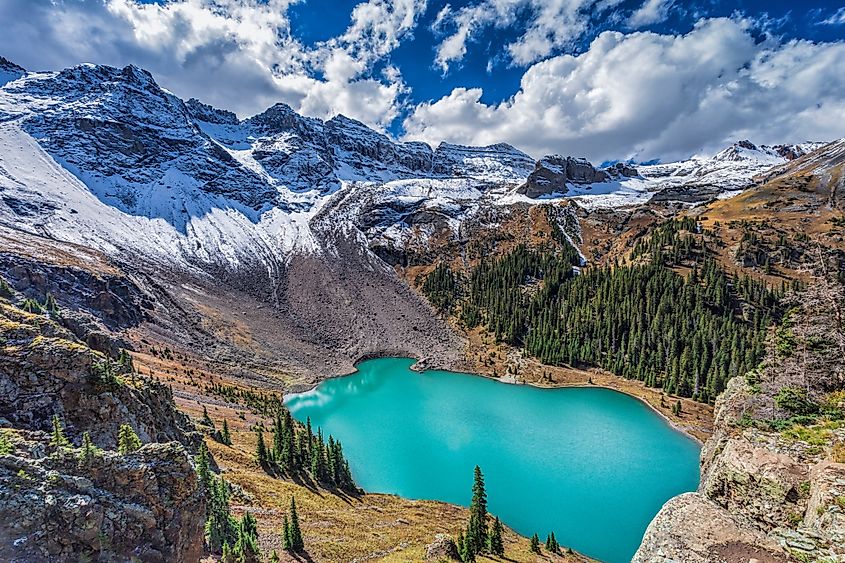 View of the Lower Blue Lake near Telluride, Colorado.