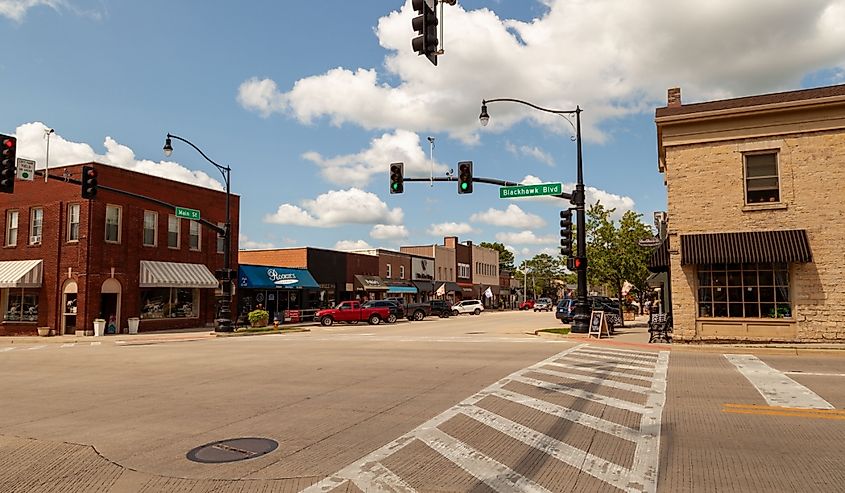 The historic downtown of Rockton, Illinois.