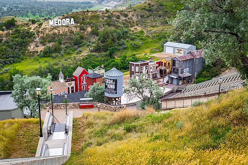 Aerial view of Medora, North Dakota.