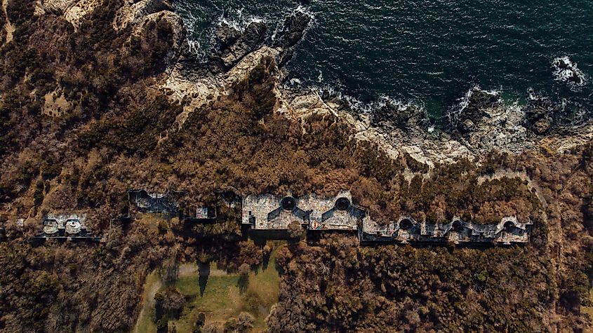 Drone photo of Fort Wetherill.