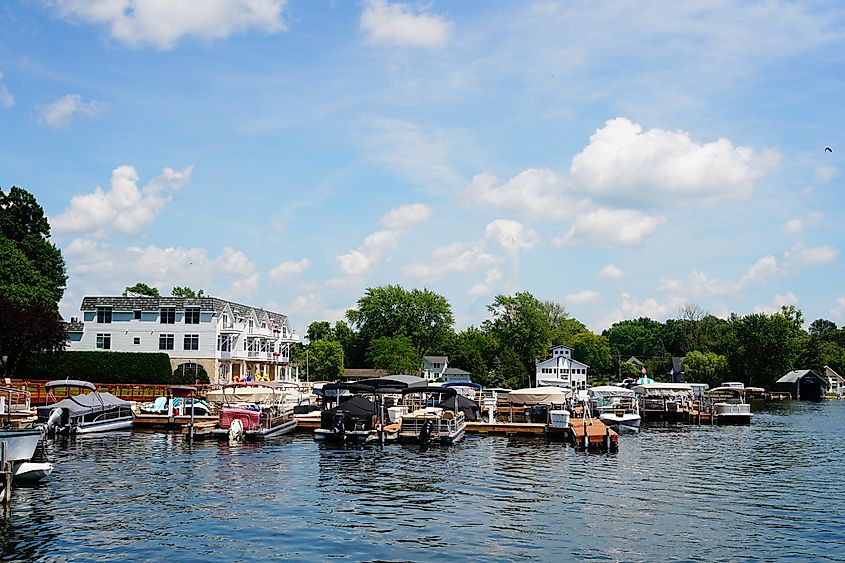 The waterfront harbor and marina at Green Lake, Wisconsin