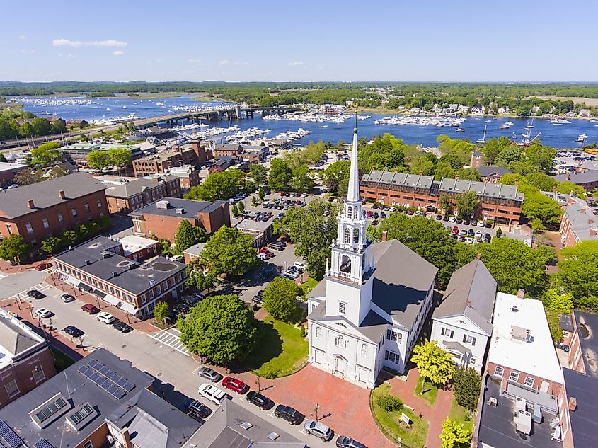 Aerial view of Newburyport, Massachusetts.