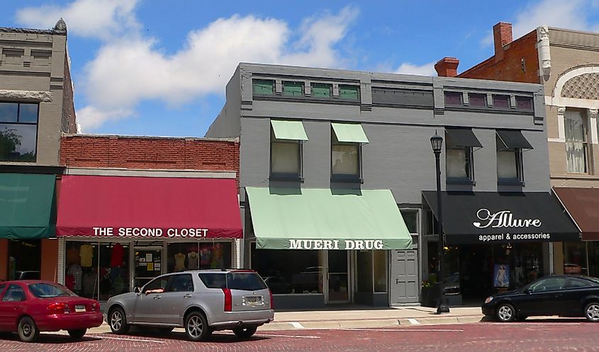 Local businesses in downtown Seward, Nebraska.