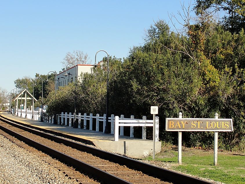 The Bay St. Louis railroad station depot in Bay St. Louis, Mississippi