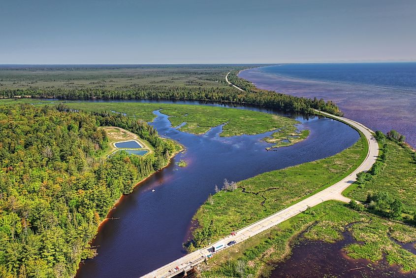 Tahquamenon River near its outlet to Lake Superior.
