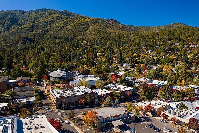 Aerial view of Ashland, Oregon