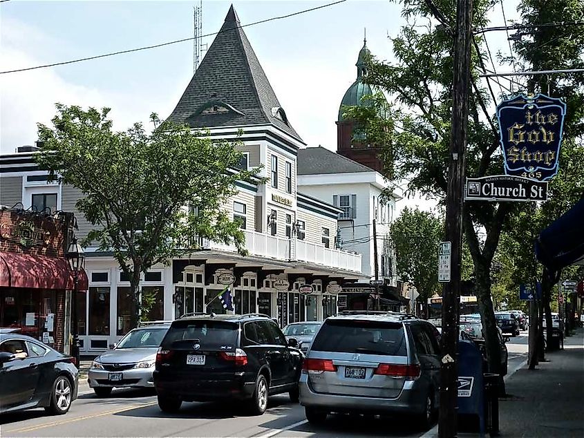 Downtown view of Warren in Rhode Island.