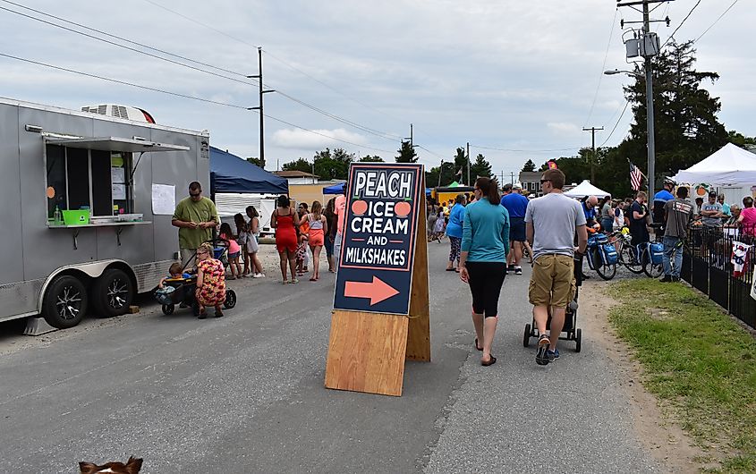 An ice cream sign at the Peach Festival in Wyoming, Delaware