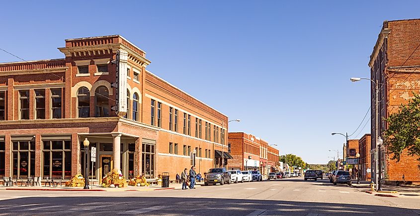 The old business district on Main Street in Pawhuska, Oklahoma. Editorial credit: Roberto Galan / Shutterstock.com