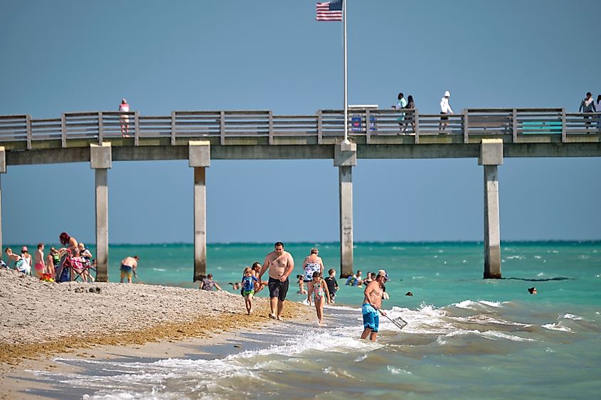 People bathing in the sea in Venice, Florida.