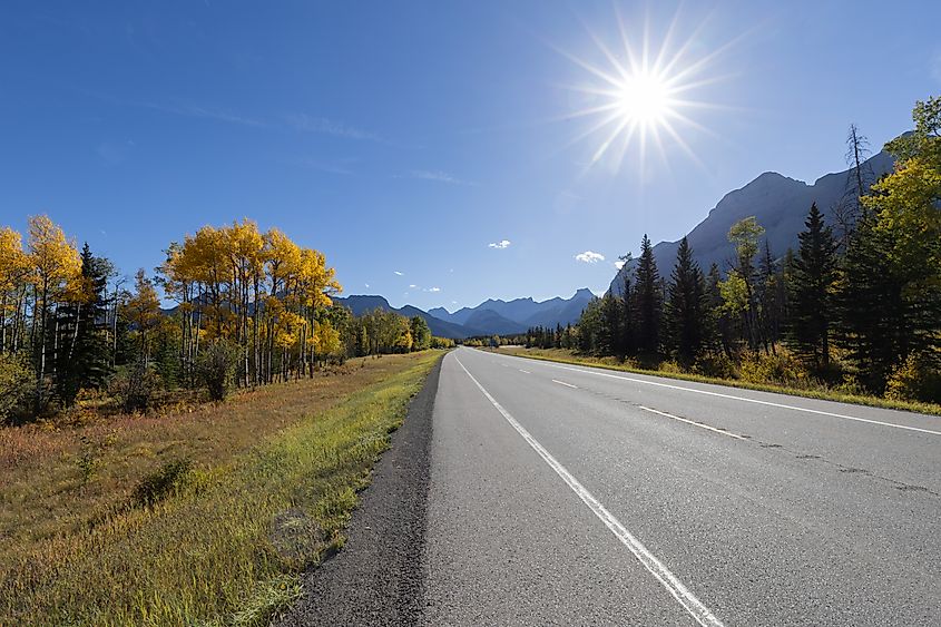 A section of Highway 40 near the Highwood Pass in the Fall.