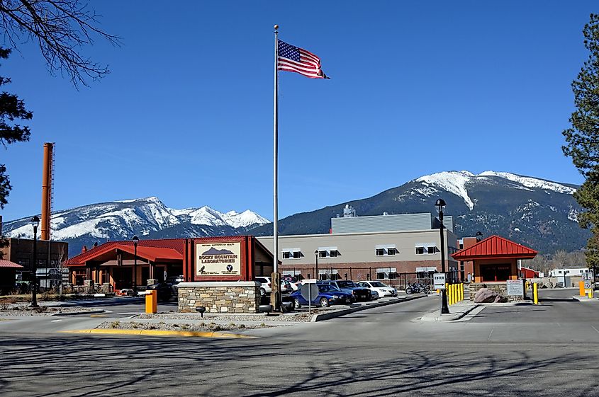 Front entrance, NIAID's biomedical research facilities, Rocky Mountain Laboratories (RML), Hamilton, Montana.