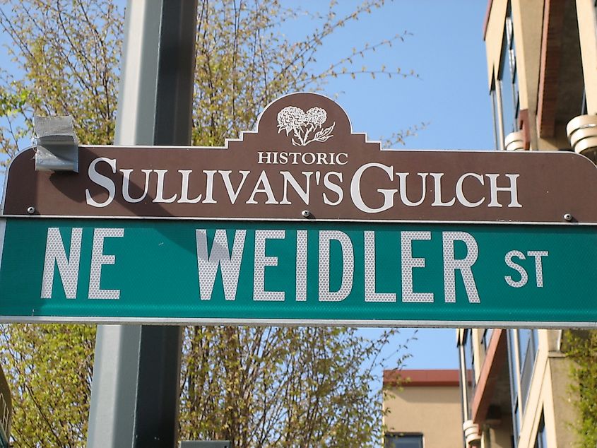 Sullivan's Gulch neighborhood sign, Portland, Oregon