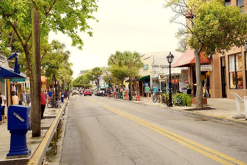 People walking on Duval Street in Key West, Florida