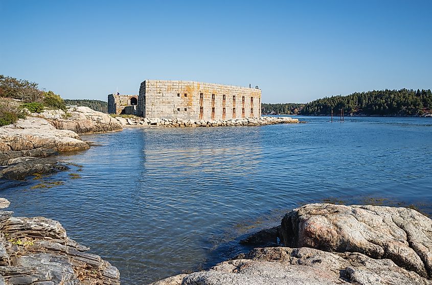 Fort Popham in Phippsburg Maine on a sunny autumn day